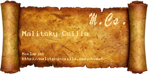 Malitsky Csilla névjegykártya